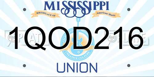 1QOD216 Mississippi License Plate