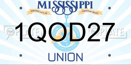 1QOD27 Mississippi License Plate