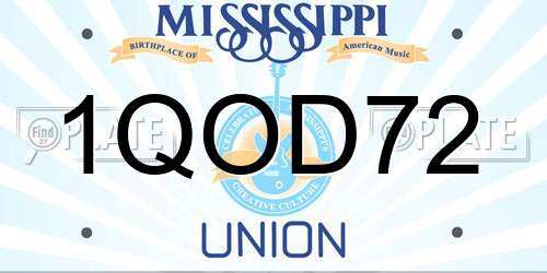 1QOD72 Mississippi License Plate
