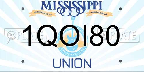 1QOI80 Mississippi License Plate