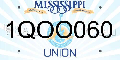 1QOO060 Mississippi License Plate
