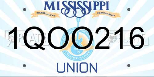 1QOO216 Mississippi License Plate