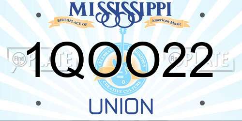1QOO22 Mississippi License Plate