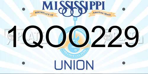 1QOO229 Mississippi License Plate