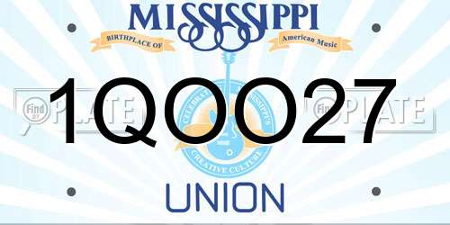 1QOO27 Mississippi License Plate