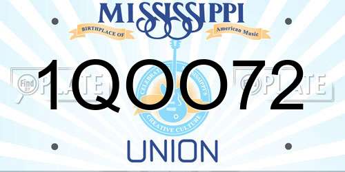 1QOO72 Mississippi License Plate