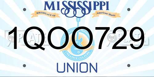 1QOO729 Mississippi License Plate