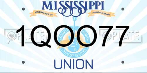 1QOO77 Mississippi License Plate