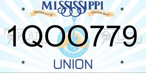 1QOO779 Mississippi License Plate