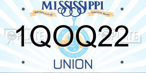 1QOQ22 Mississippi License Plate