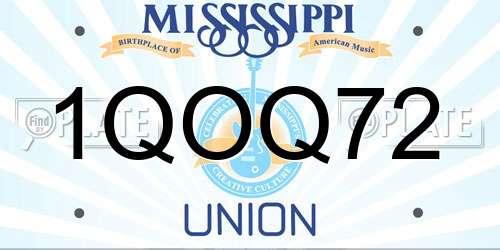1QOQ72 Mississippi License Plate