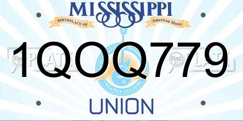 1QOQ779 Mississippi License Plate