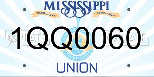 1QQ0060 Mississippi License Plate