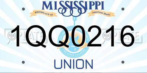 1QQ0216 Mississippi License Plate