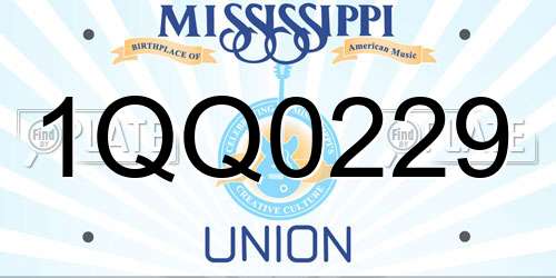 1QQ0229 Mississippi License Plate