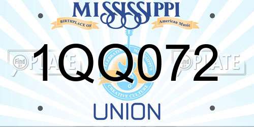 1QQ072 Mississippi License Plate