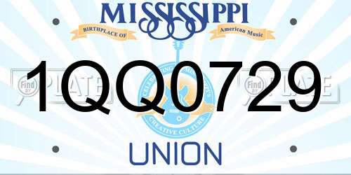 1QQ0729 Mississippi License Plate