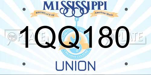 1QQ180 Mississippi License Plate
