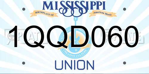 1QQD060 Mississippi License Plate