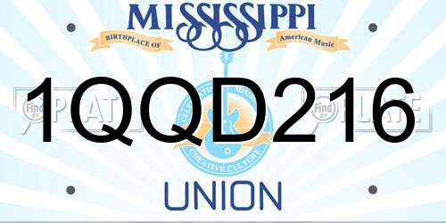 1QQD216 Mississippi License Plate