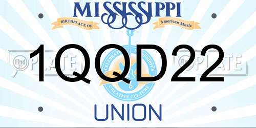 1QQD22 Mississippi License Plate