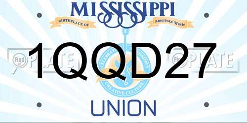 1QQD27 Mississippi License Plate