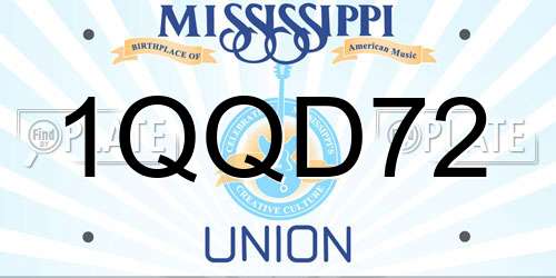 1QQD72 Mississippi License Plate