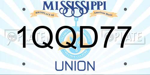 1QQD77 Mississippi License Plate