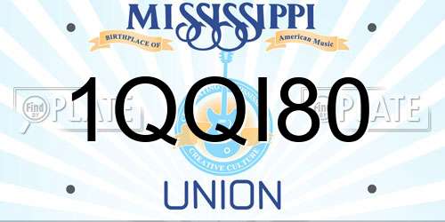 1QQI80 Mississippi License Plate