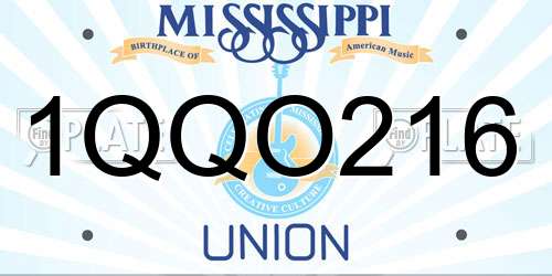 1QQO216 Mississippi License Plate