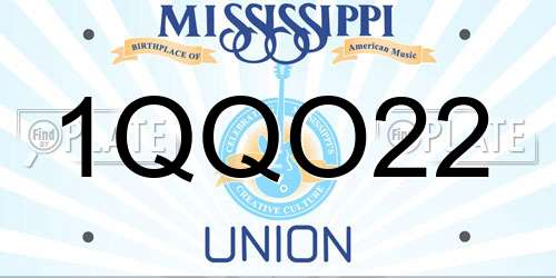1QQO22 Mississippi License Plate