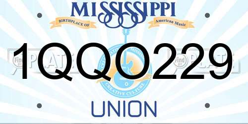 1QQO229 Mississippi License Plate