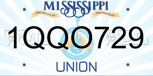 1QQO729 Mississippi License Plate