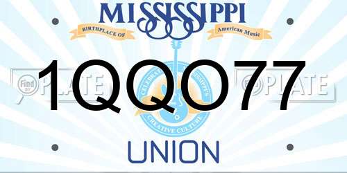 1QQO77 Mississippi License Plate