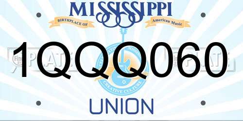 1QQQ060 Mississippi License Plate