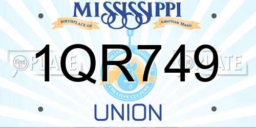 1QR749 Mississippi License Plate