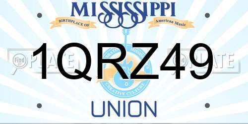 1QRZ49 Mississippi License Plate