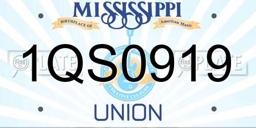 1QS0919 Mississippi License Plate