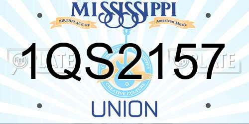 1QS2157 Mississippi License Plate