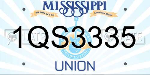 1QS3335 Mississippi License Plate