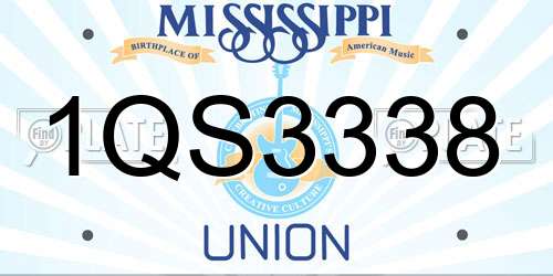 1QS3338 Mississippi License Plate