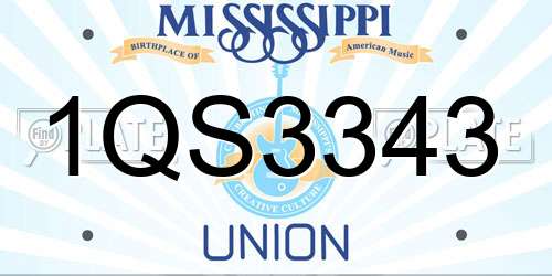 1QS3343 Mississippi License Plate