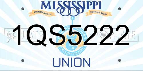 1QS5222 Mississippi License Plate