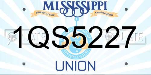 1QS5227 Mississippi License Plate