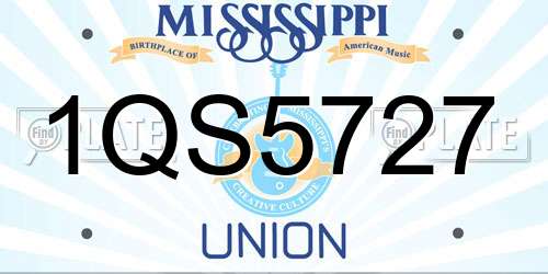 1QS5727 Mississippi License Plate