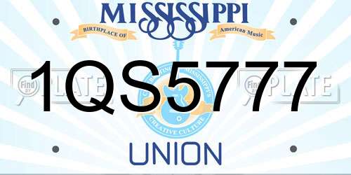 1QS5777 Mississippi License Plate
