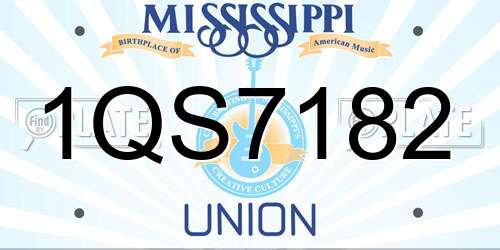 1QS7182 Mississippi License Plate