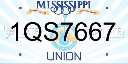 1QS7667 Mississippi License Plate