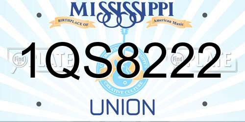 1QS8222 Mississippi License Plate