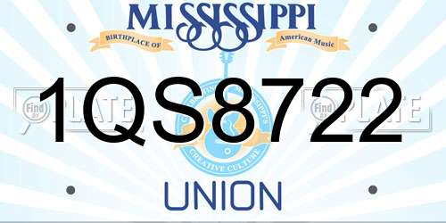 1QS8722 Mississippi License Plate